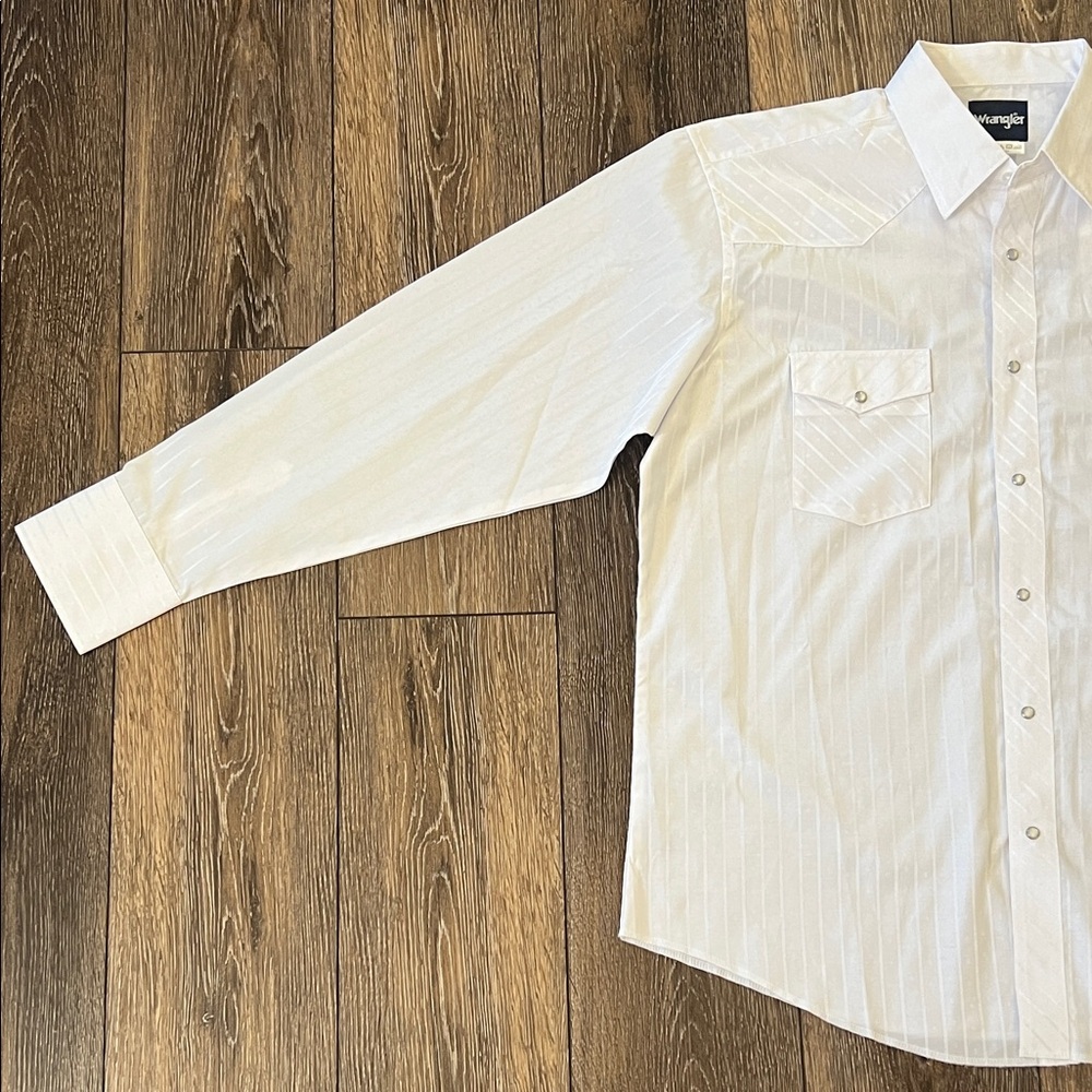 Vintage Wrangler Men's XL White Pearl Snap Button Down Western Shirt - Picture 4 of 13